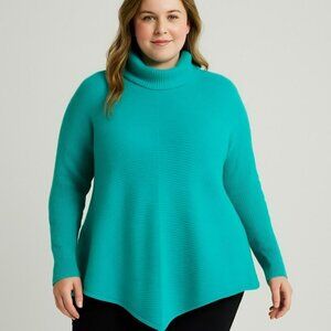 Soft Surroundings Blue Green Turtleneck‎ Long Sleeve Top